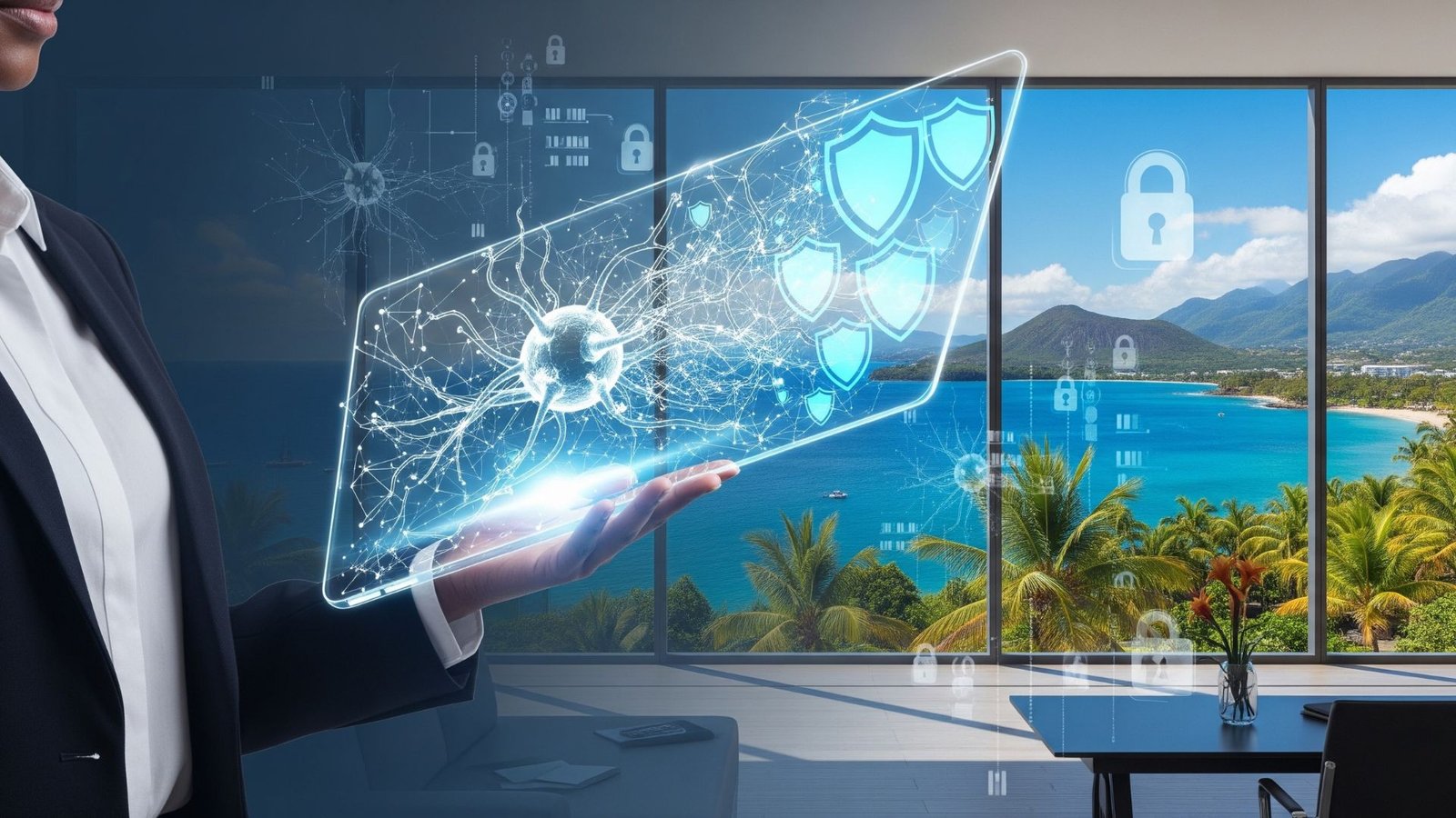 Illustration des enjeux IA, data et confiance numérique pour les entreprises des Antilles et de Guadeloupe